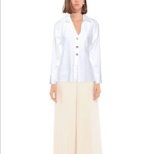 Maje NWT white shirt blouse drawstrings metal buttons